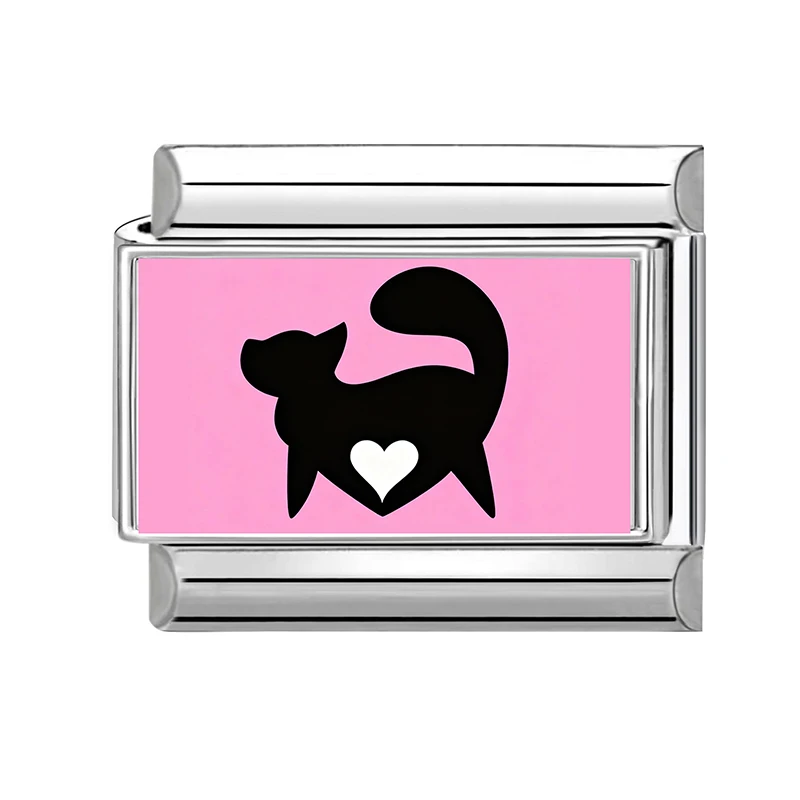 Wholesale Funny Dog Cat Animal Italian Charm Link Fit 9mm Stainless Steel Sweet Fashion Women Bracelet Jewelry DIY Making Gifts