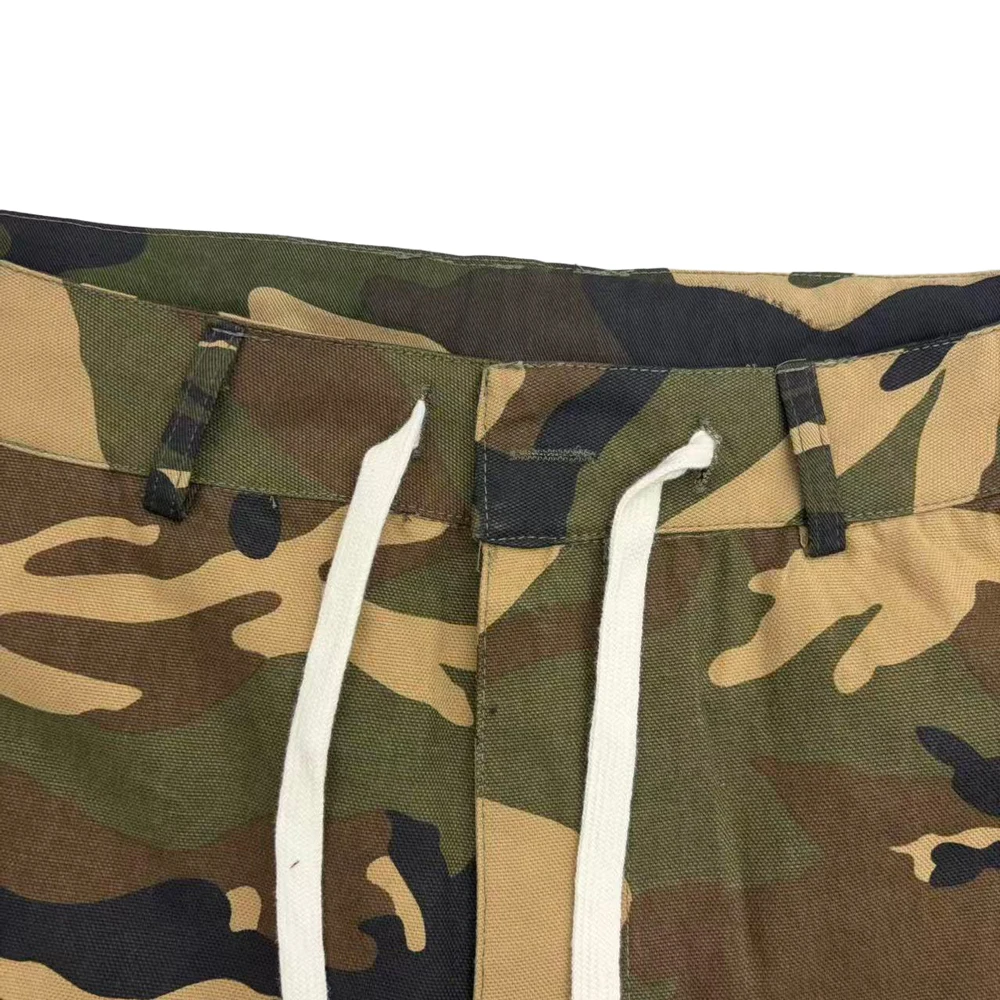 Summer Y2k American Streetwear Camouflage Cargo Shorts Pant with Zip Up Pocket Hiphop Street Style Cotton Casual Short Pants Man