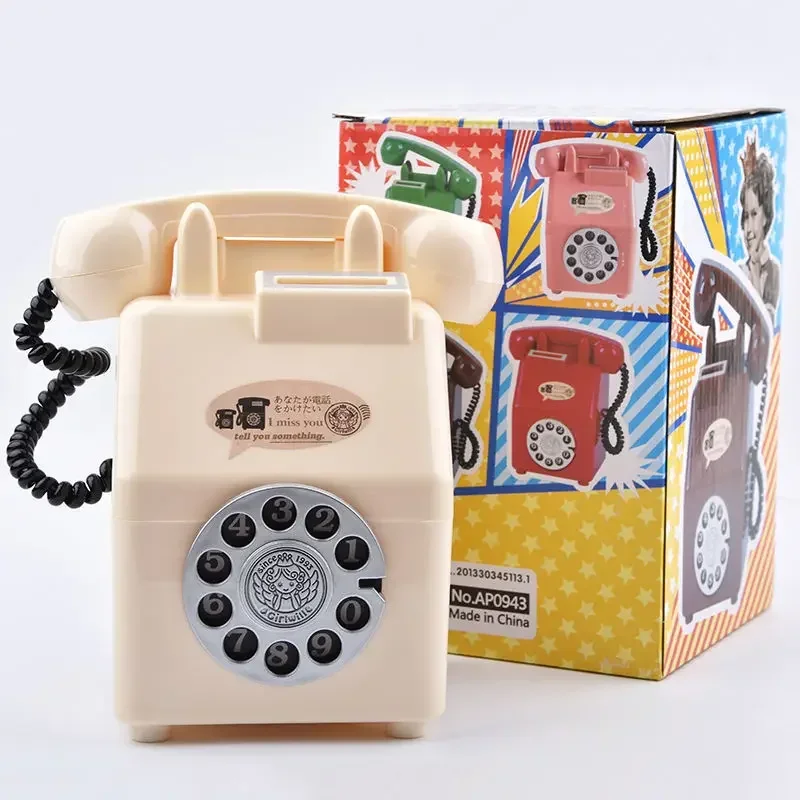 Durable Ins Telephone Piggy Bank Gift Ornament Children's Creative Retro Piggy Bank Plastic Piggy Bank
