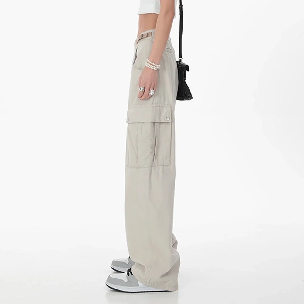 Streetwear Casual Cargo กางเกงผู้หญิงใหม่กางเกงฤดูร้อนบางตรงกางเกงแฟชั่น Casual กระเป๋า Pantalon Femme
