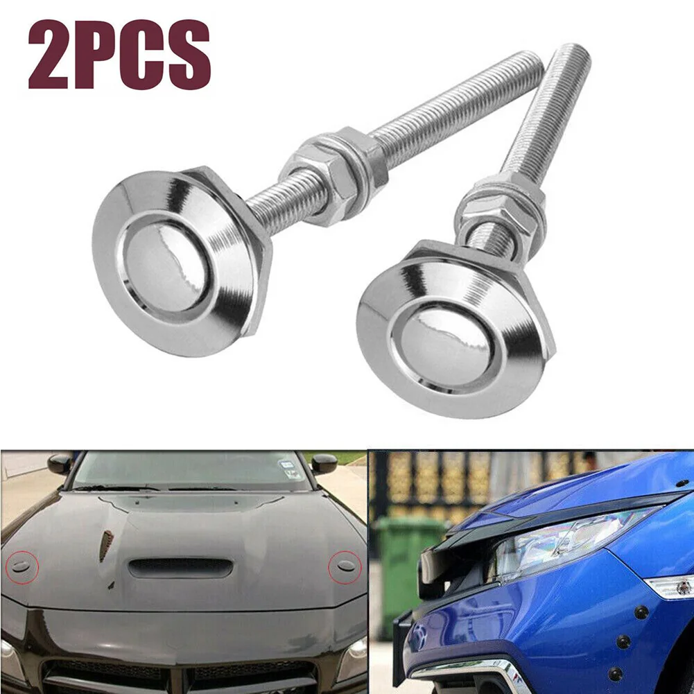 

2Pcs Stainless Steel and Aluminum Push Button Latches for Vehicle Hoods Enhanced Security for Engine Compartment