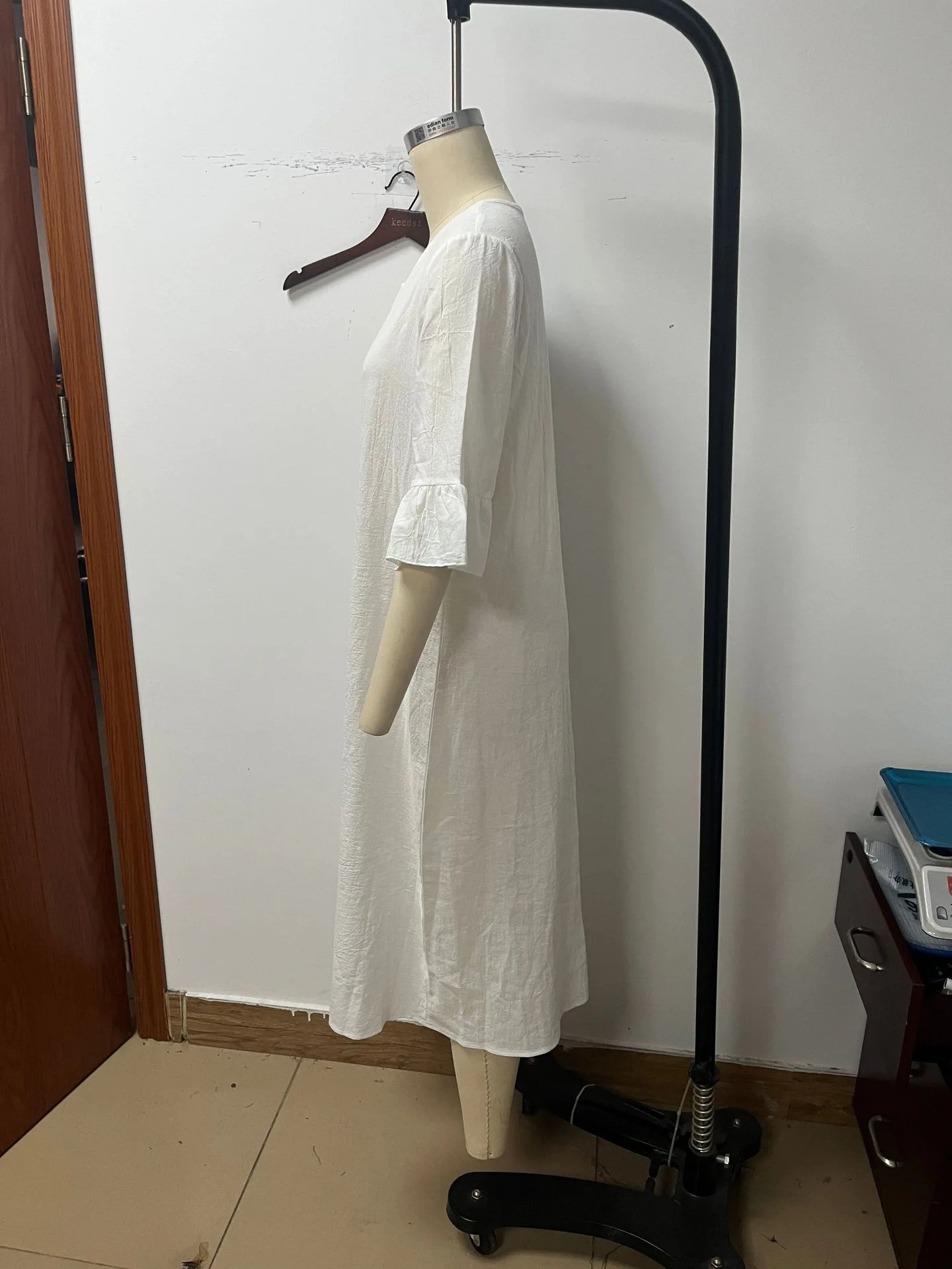 V-neck Button Solid Color Casual New Beach Vacation Style Versatile Dress For Women's A-line Lace Short Sleeved Patchwork Skirt