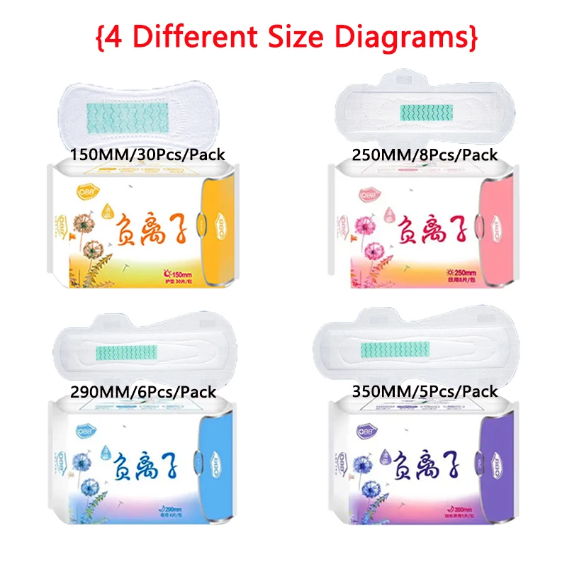 

120Pcs/4pack Anionic Sanitary Napkins dry and Breathable Women Sanitary Napkin Pads Wholesale Women Sanitary Napkin Product