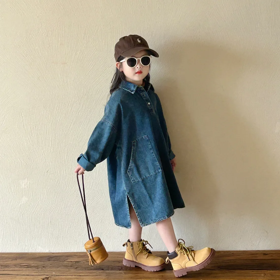 Girls Skirts 2024 Autumn New Childrens Clothes Girls Baby Foreign Style Relaxed Style Shirt Denim Skirt Casual Simple Daily