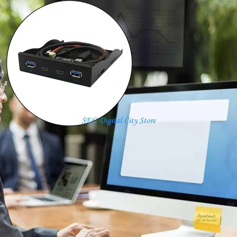 

U75B USB HUB 2xUSB3.2 10Gbps 2x TypeC Adapter TypeE to Front TypeC for Desktop 3.5"