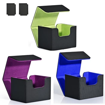 PU Karte Horizontale Lagerung Box Kapazität Multi-farbe Stapeln Flip Magnetische Karte Box Spiel König Pokemon PTCG Planet karte geschenk