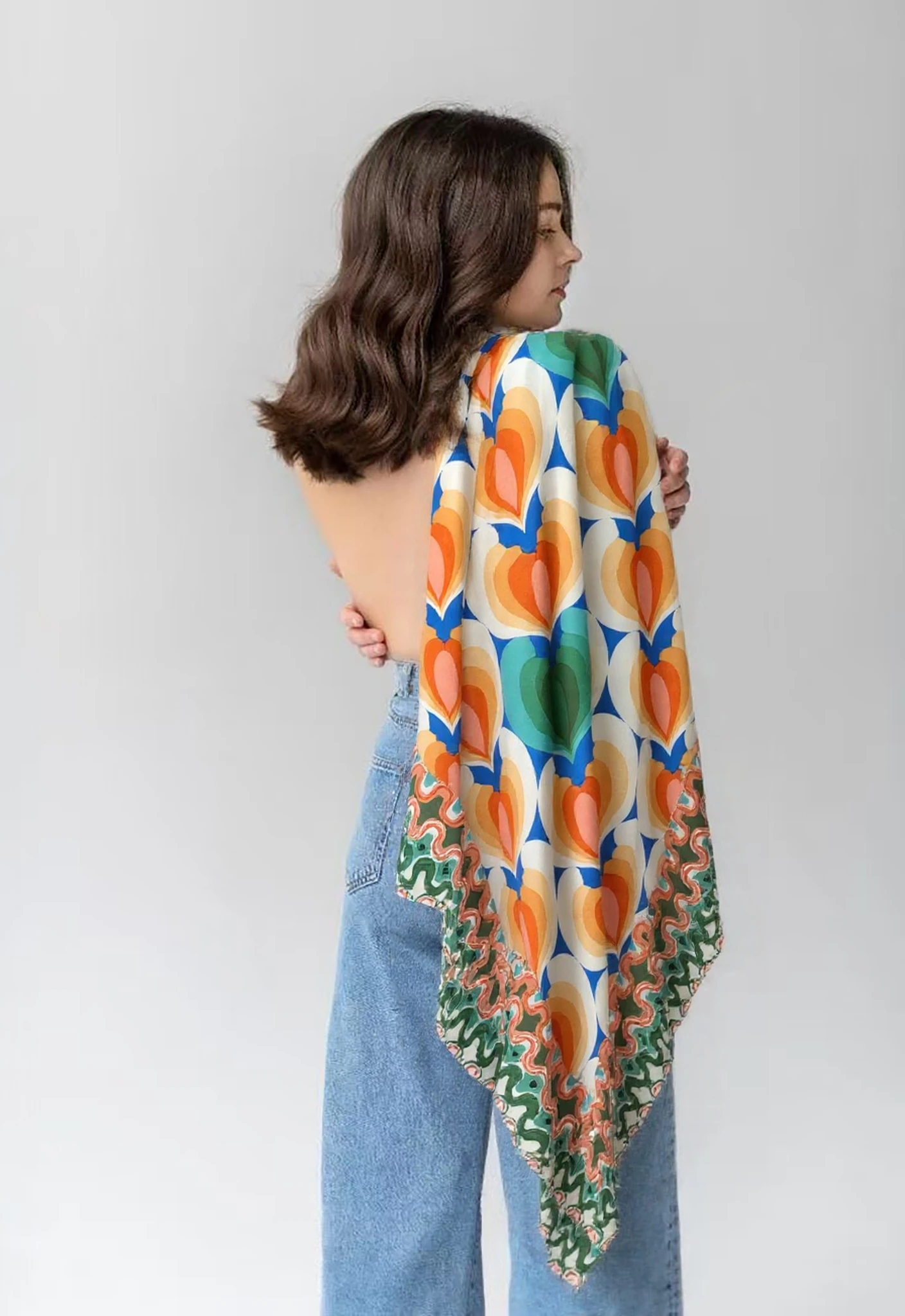 豪華な手作りシルクスカーフショールヘッドスカーフ-20x20-シリーズオールシーズン対応の多用途ファッションアクセサリーユニセックス多機能