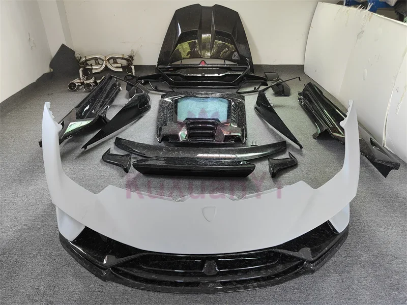 Used for Lamborghini Huracan LP610 upgrade P-style forged carbon fiber front and rear bumpers exhaust fenders body kit