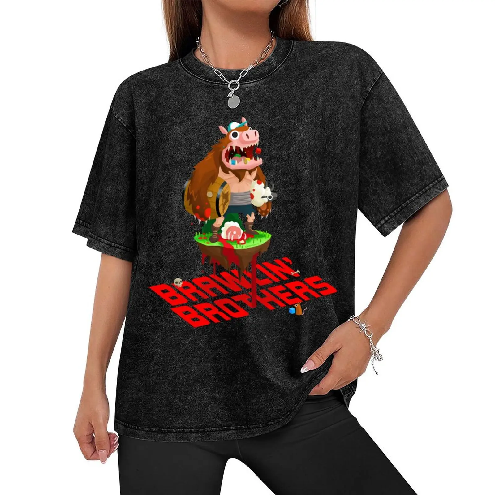 Brawling Brothers - ManBearPig T-Shirt oversized anime plus size clothes plus size tops Men's cotton t-shirt