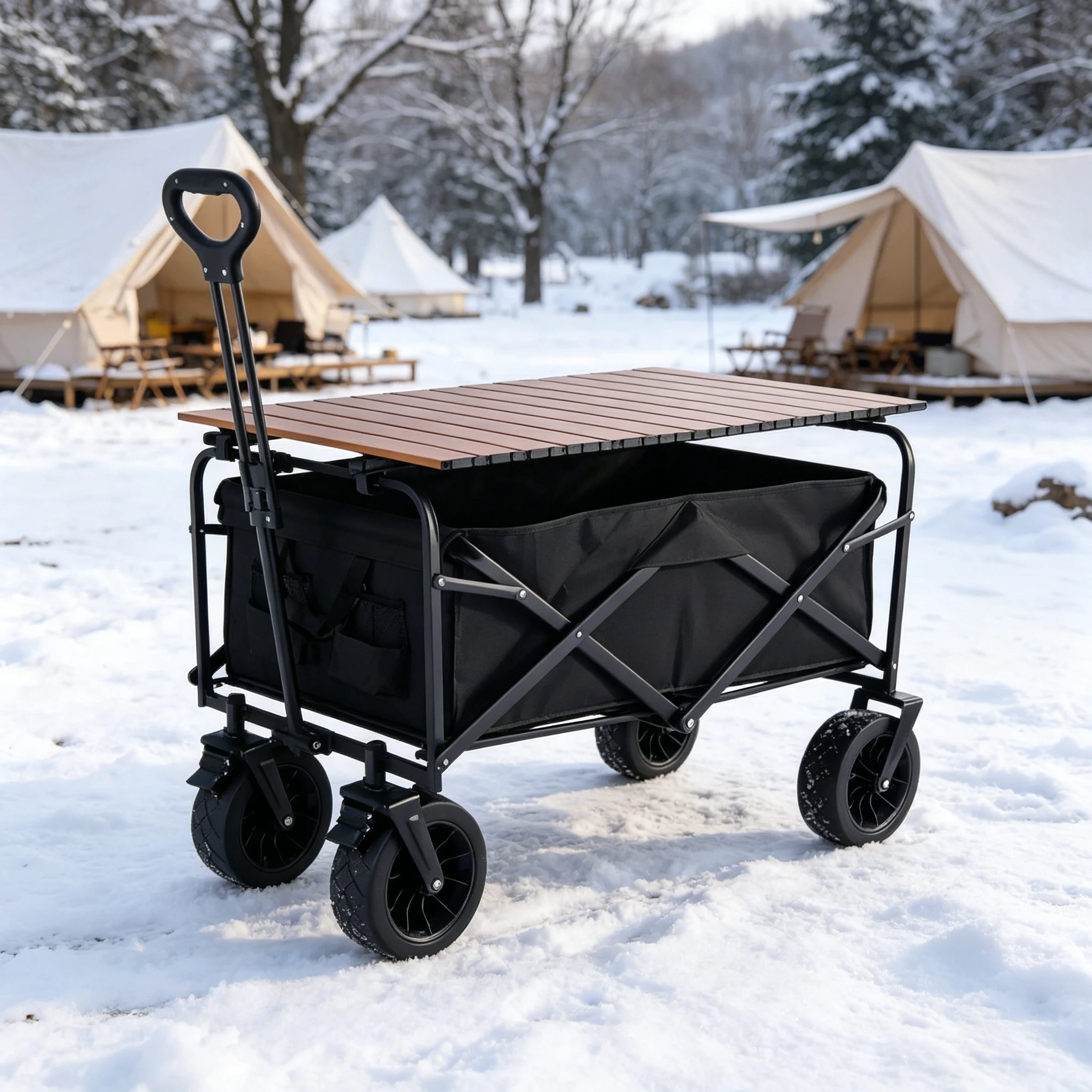 New Arrival Sturdy Folding Camping Wagon Cart Portable Camping Beach Cart Reinforced Durable Frame For Outdoor Picnic