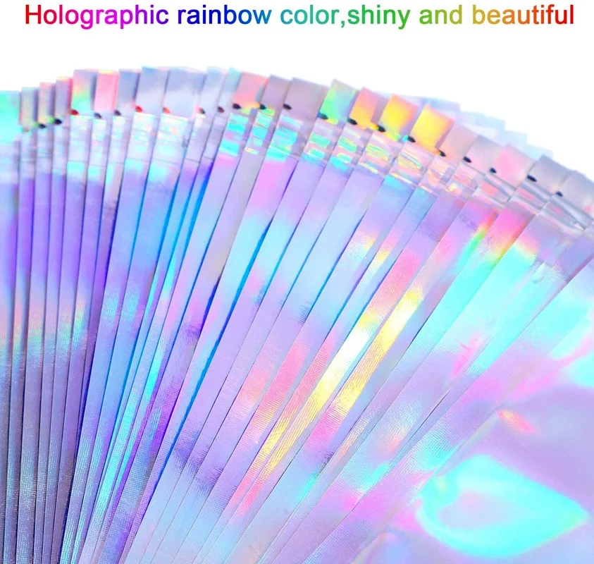 10Pcs Laser Rainbow Storage Bags Waterproof Lock Bags for Jewelry Gifts Food Packing Bag Home Kitchen DIY Gift Organizer