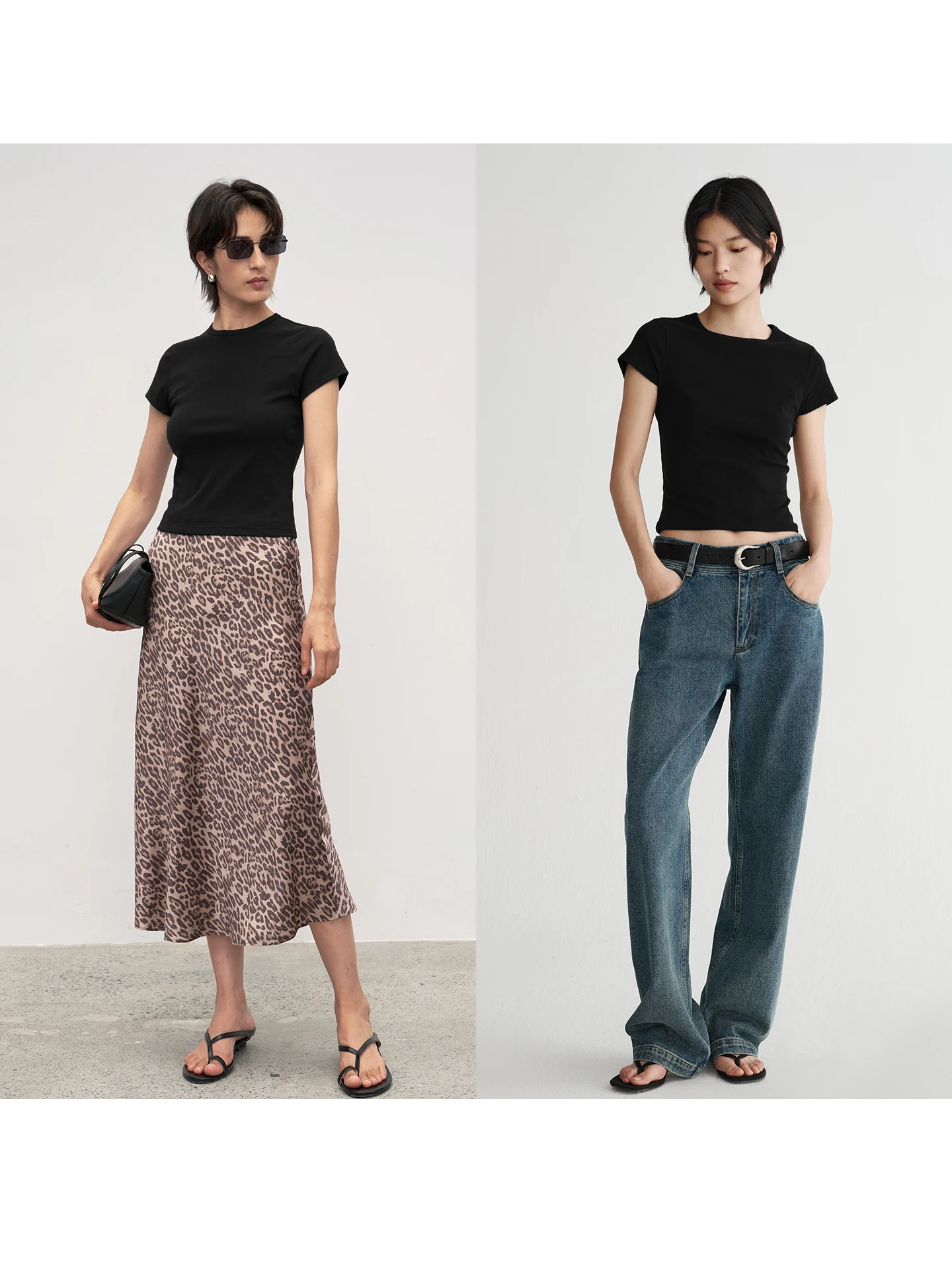 Urelax Slim Fit Cotton Silk Blend T-Shirt Ultra Elastic American Style Short Sleeve round Neck Top for Women Commute Wear
