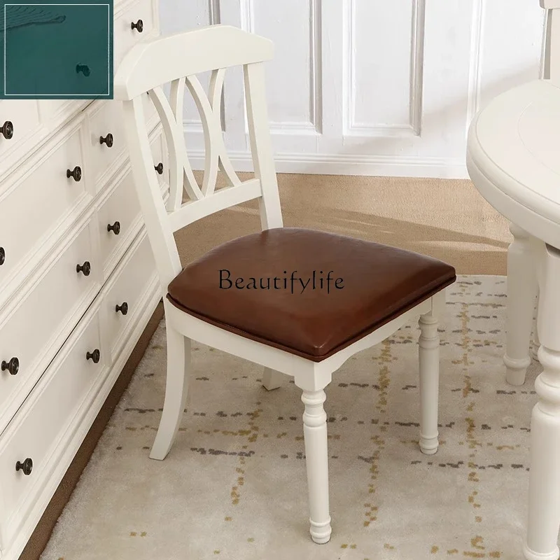04lsAmerican country white restaurant soft bag double fork solid wood dining chair can be customized