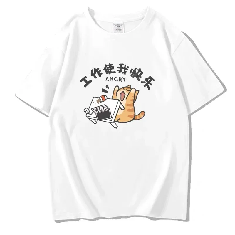 Women Fashion Tees Y2k Female Cute Cat Pet T-shirt Harajuku Pullover Shirt Girls Kawaii Tops Streetwear Couple Clothing