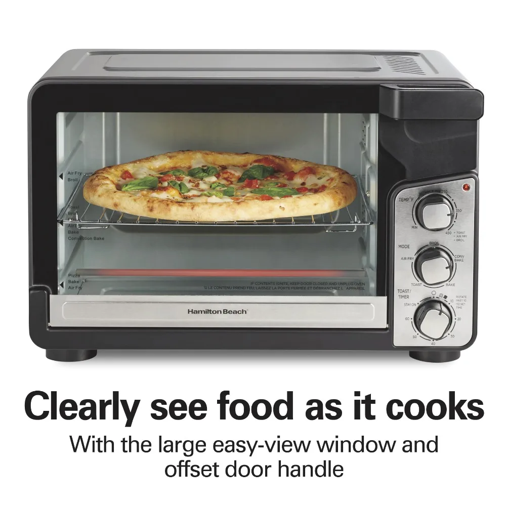 Toaster Oven with Air Fry, 6 Slice Capacity, Black & Stainless Steel,with air fry, broil, convection bake, bake and toast.