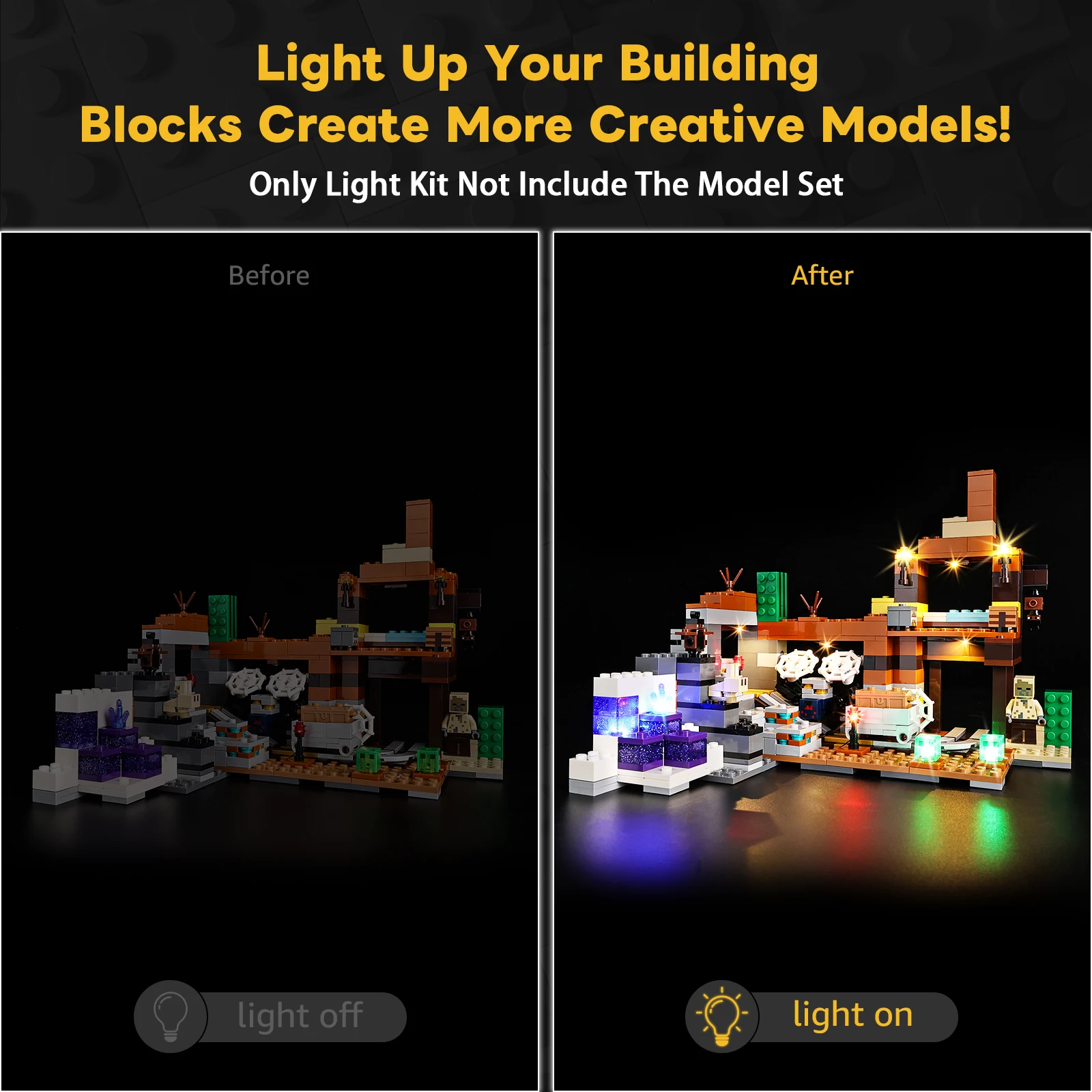 No Model LED Lighting Set Suitable for LEGO The Badlands Mineshaft Minecraft 21263 Building Blocks