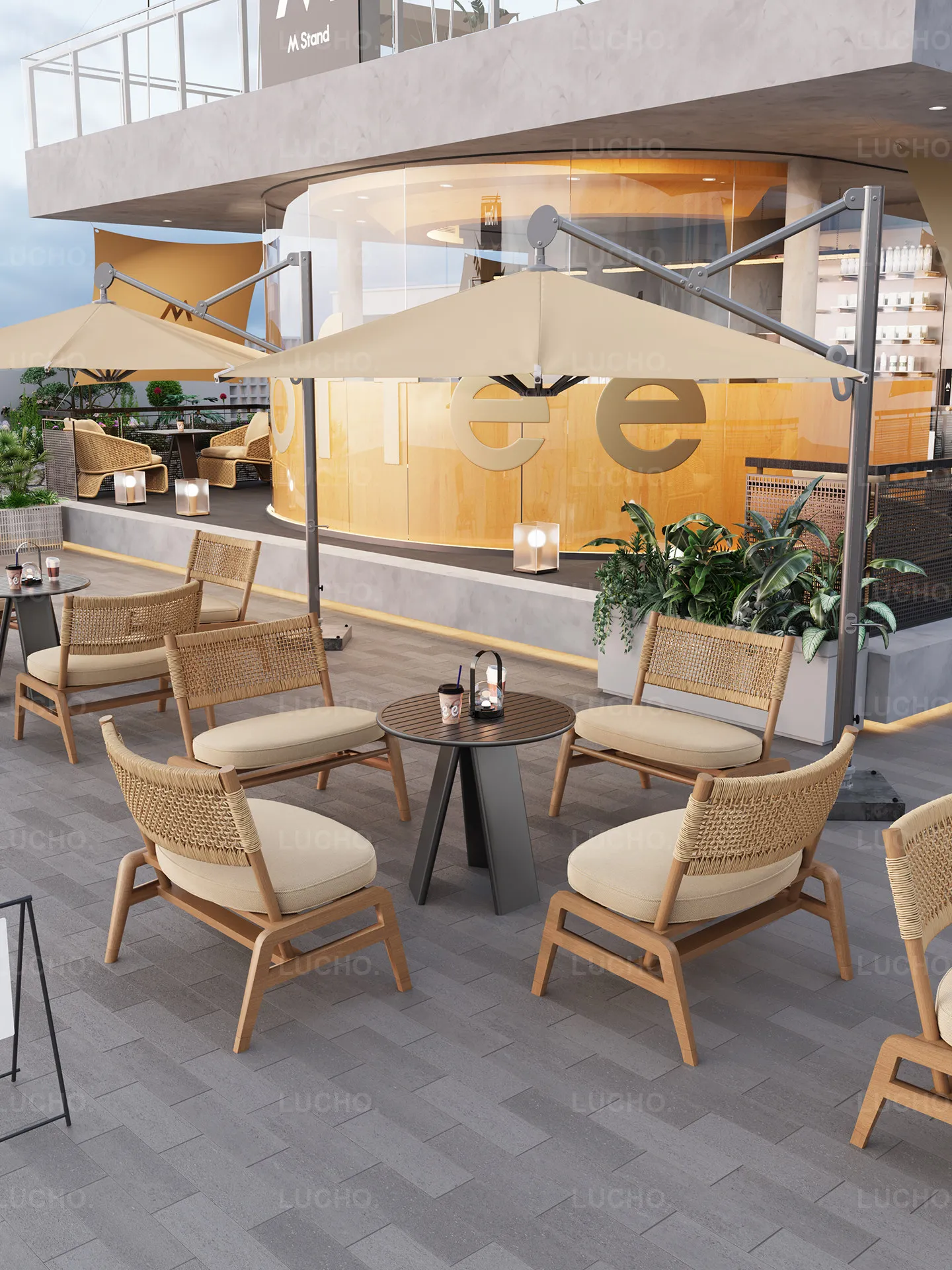 Outdoor Camping Style Cafe Western Restaurant Tables and Chairs Hotel B & B Courtyard Terrace Sitting Area Sofa