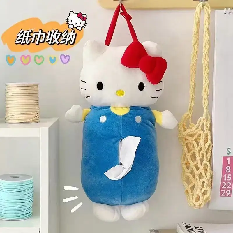 

Kawaii Sanrio Hello Kitty Tissue Box Cute Creative Handheld Tissue Holder Fluffy Toy Hanging Storage Girl Gift