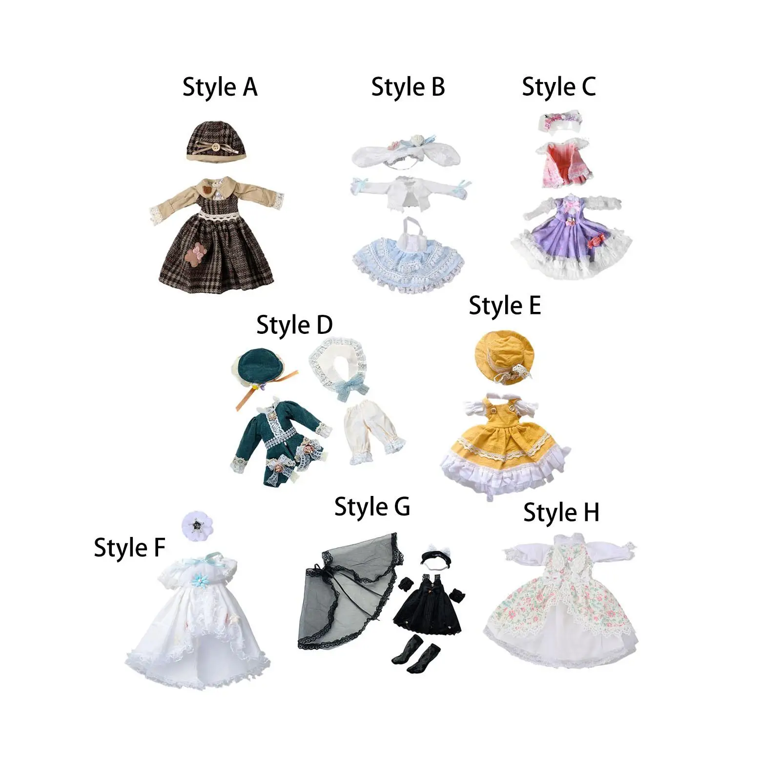 Dress for 1/6TH Ball Jointed Doll Simulation Doll Clothes, Dress up Accessories,