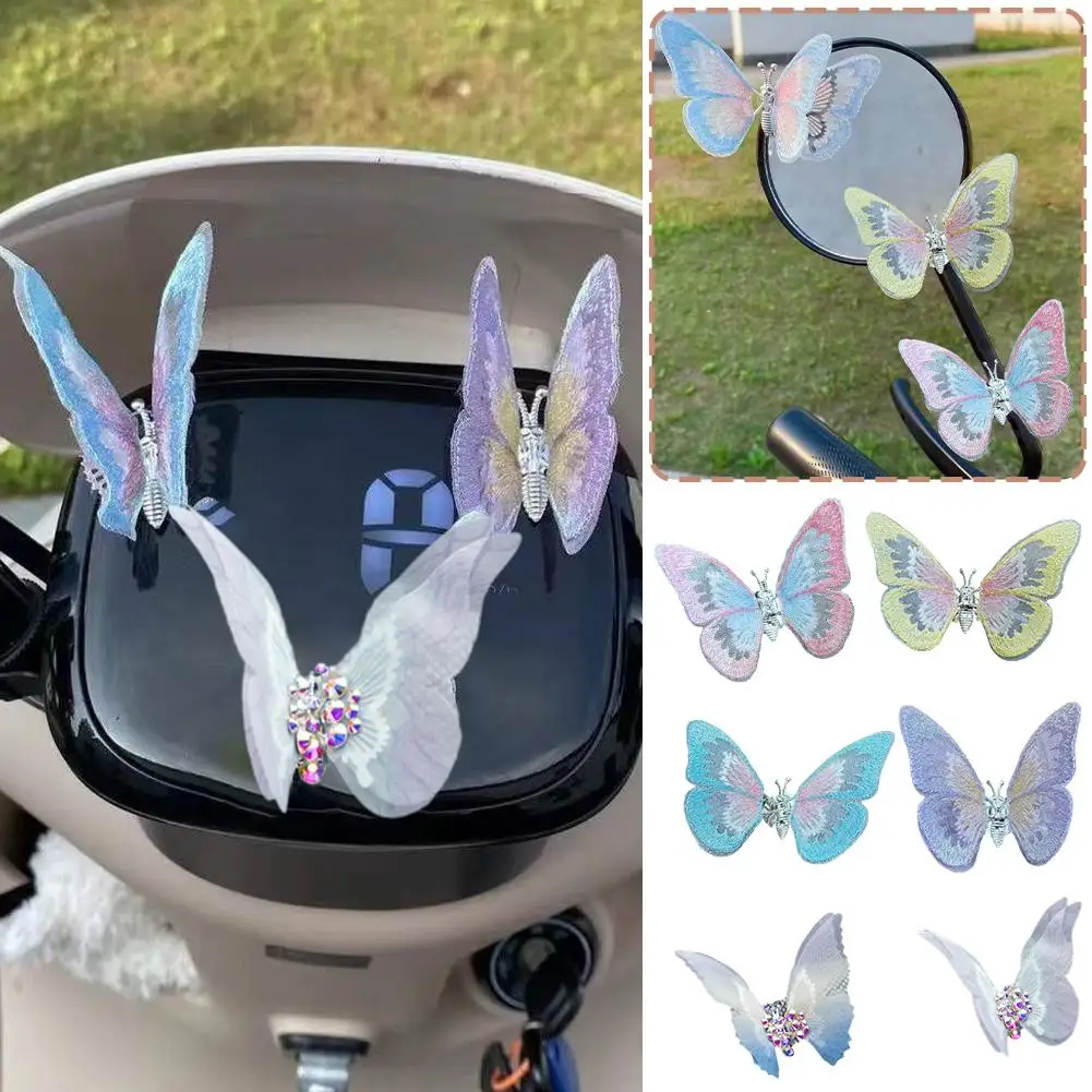 1pcs Creative Cute Bicycle Flying Butterfly Stickers Multi-functional Road Interior Accessories Car Bike Decoration L8F8