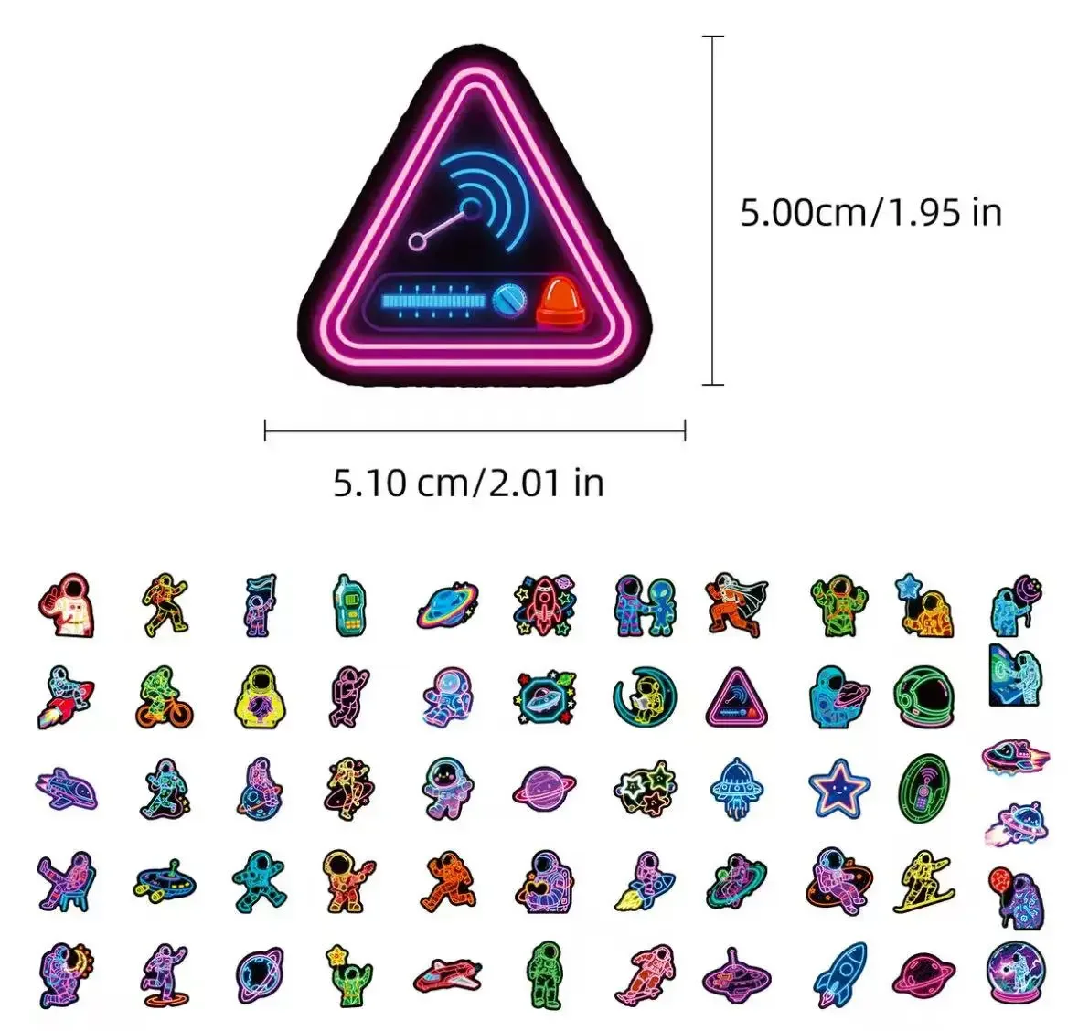 56 New Neon Astronaut Graffiti Stickers Waterproof  Stickers can be used to decorate your laptop notebook and wherever you