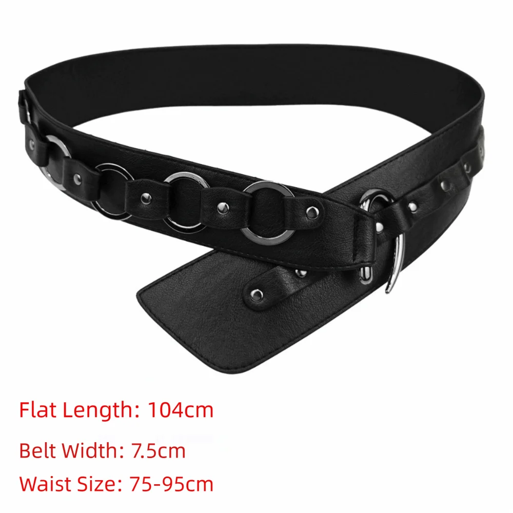 New Vintage Punk Belt Versatile Alloy Fashion Belt Faux Leather Adjustable Waistband Festival