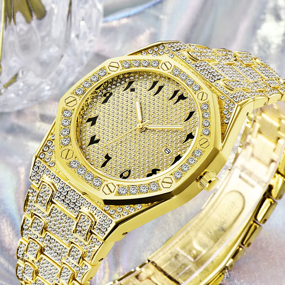 Montre-bracelet à quartz en diamant glacé pour hommes, Hip Hop, horloge masculine, marque supérieure, luxe, cool, nouveau, livraison directe