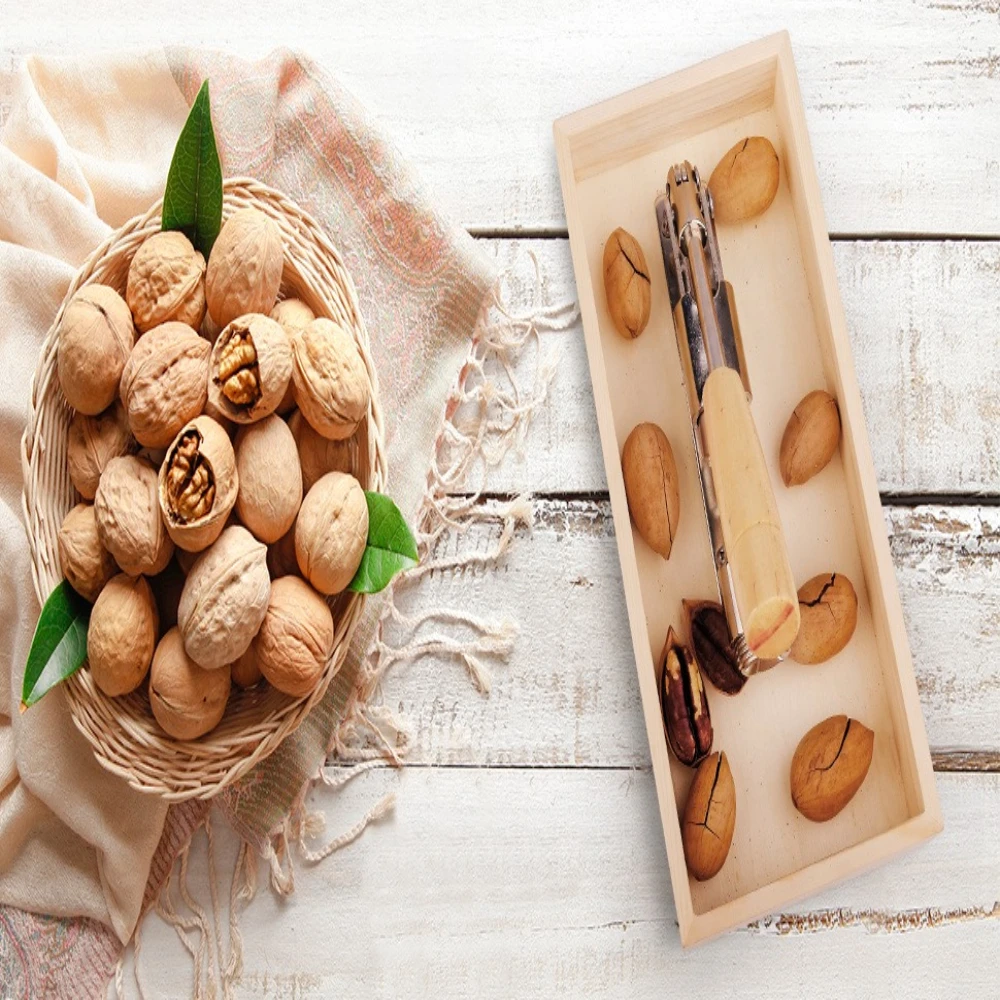 1 Set Nutcracker Heavy Duty Nut Cracker Pecan Cracker Walnut Cracker Tool with Wood Box Bowl view 6