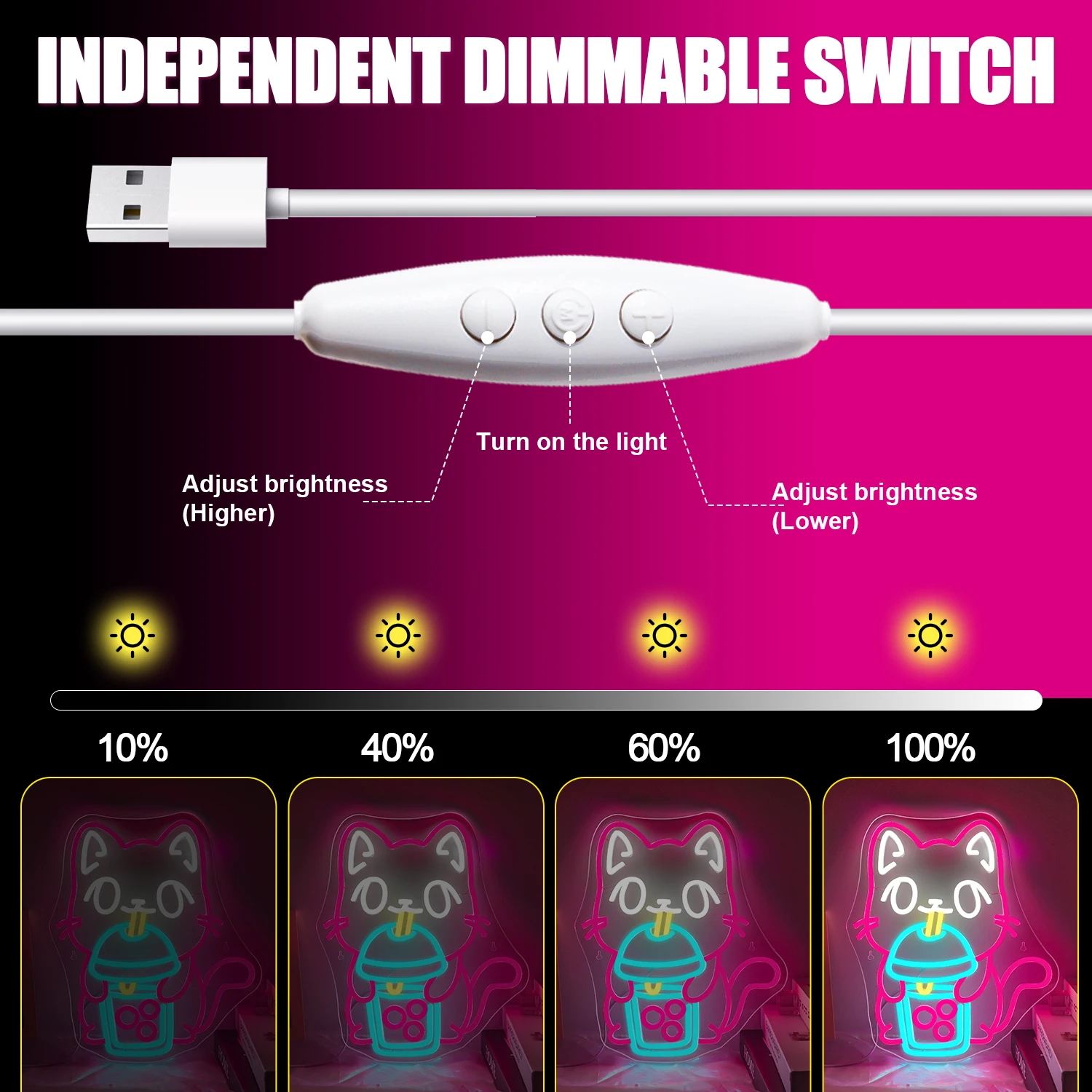 Boba Tee Neon Schild für Wanddekoration Katze Bubble Tea LED-Leuchten Raumdekoration für Business Dessert Shop Bar Club Business Store