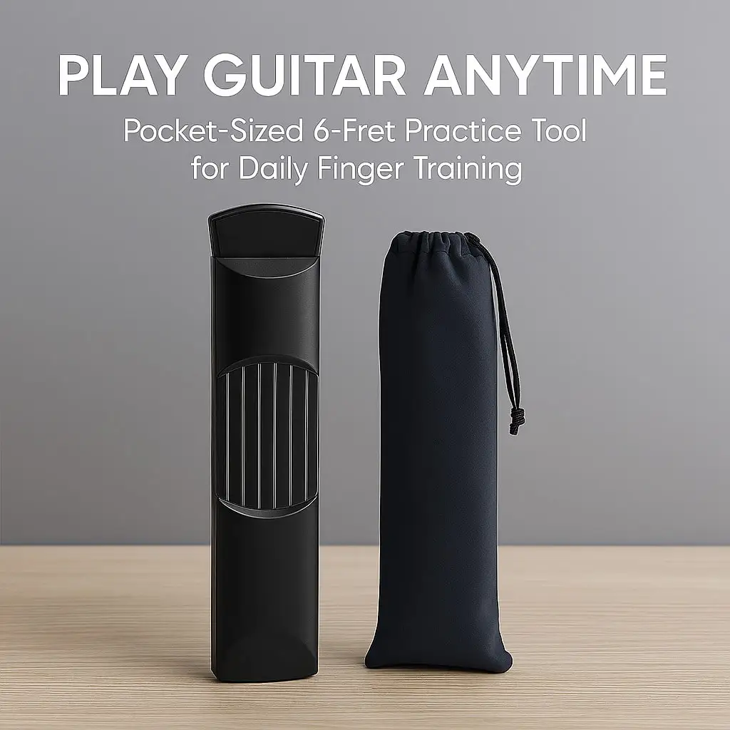 

Guitar Practice Tool for Beginners | Pocket 6-String 6-Fret Chord Trainer with Wrench & Velvet Bag