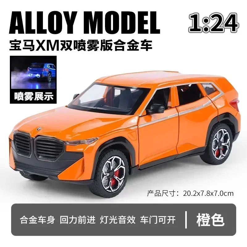 1:24 BMW XM Double Spray SUV Simulation Diecast Metal Alloy Model Car Sound Light Pull Back Collection Kids Toy Gifts