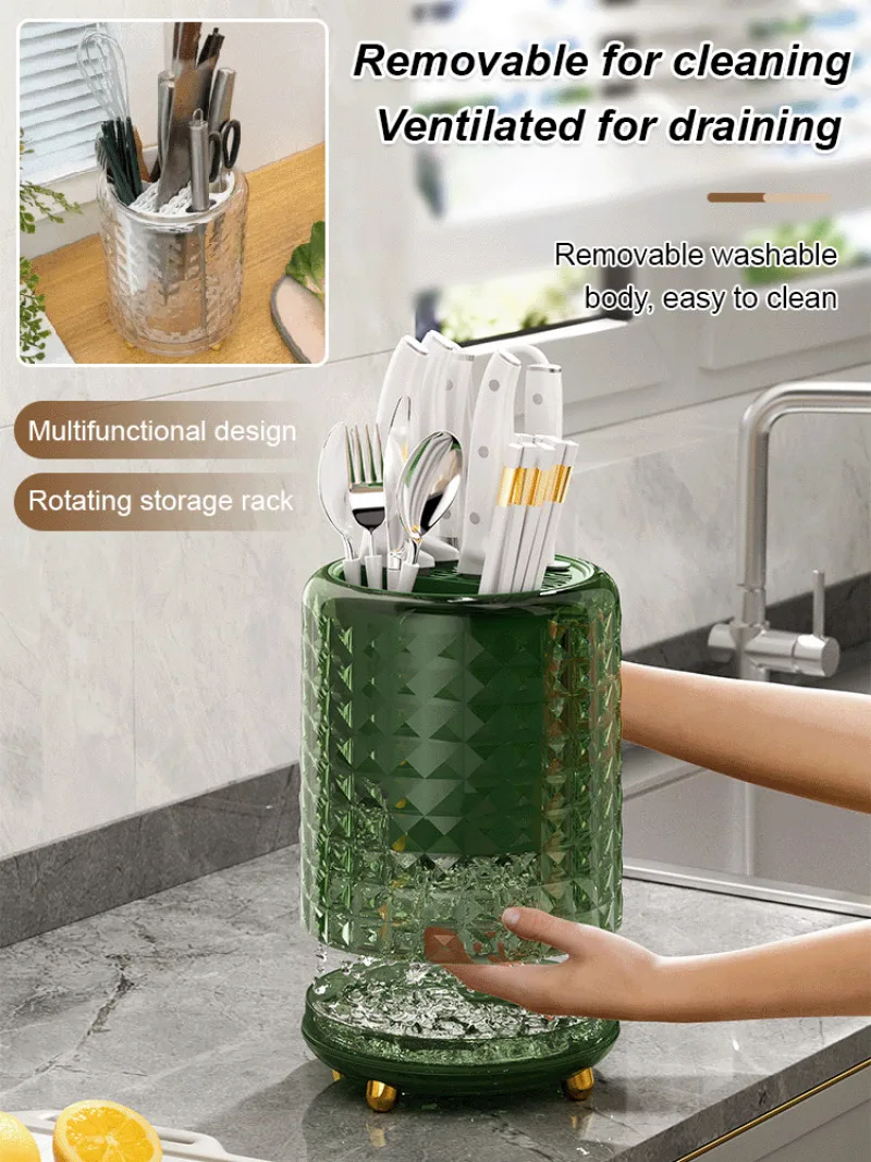 Home Multifunctional Knife Rack Shelf One Rotating Storage Countertop Kitchen Knife Organizer