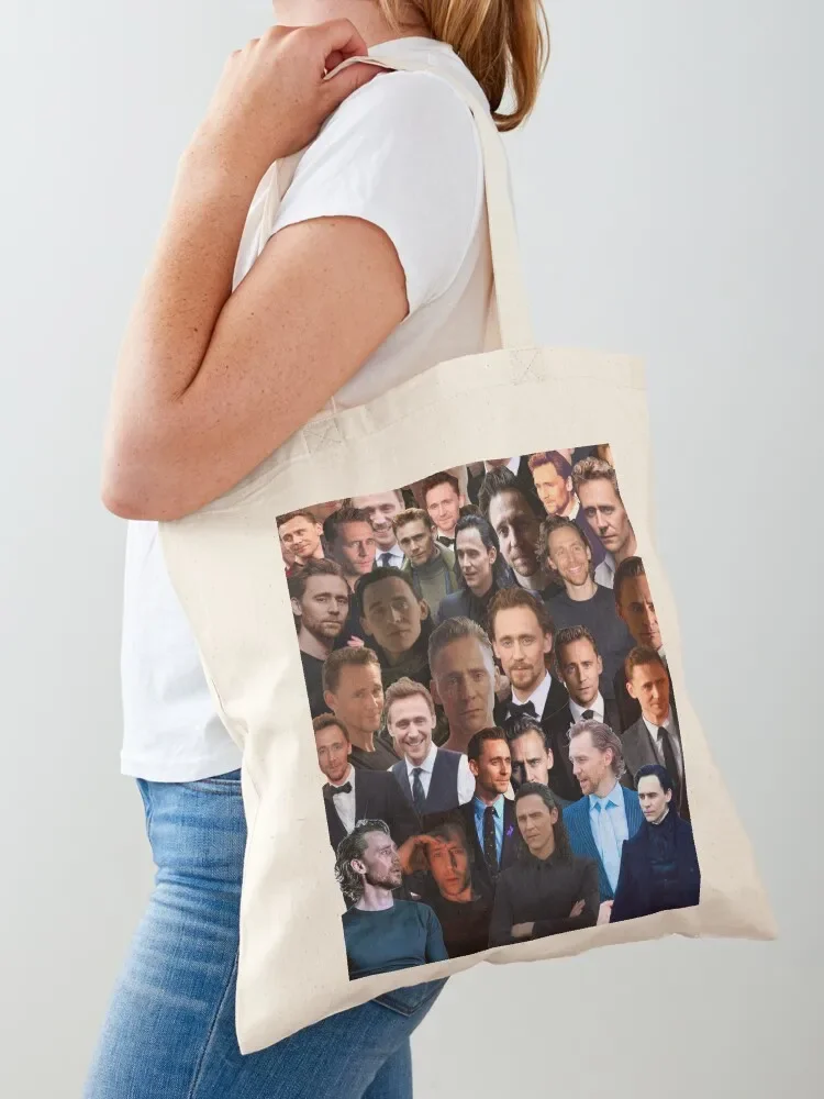 

Tom Hiddleston Photo Collage Tote Bag tote bags men university shopper bag Fabric bag foldable reusable