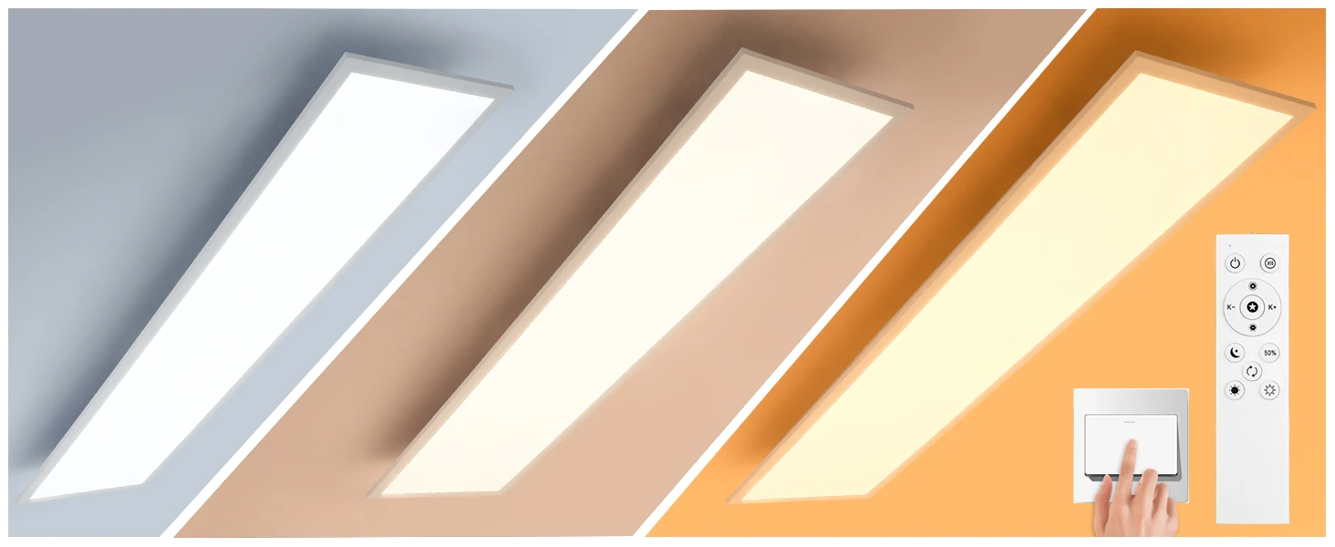 100cm LED-Deckenleuchte 30W, Ultraflache Panel-Lampe mit Fernbedienung, 3000K-6500K für Wohnzimmer, Schlafzimmer, Büro, Arbeitszimmer – Detail 3