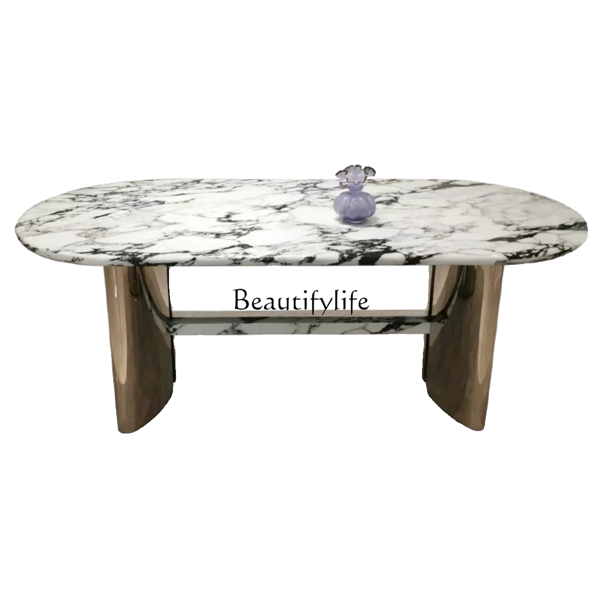 

FG10French stainless steel marble dining table high-end household oval luxury stone light luxury designer table