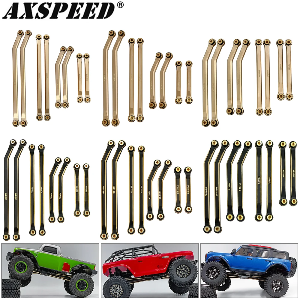 AXSPEED Heavy Brass High Clearance Chassis 8 Links Linkage Set Add Weight for 1/24 RC Crawler Car Axial SCX24 JLU Ford Bronco