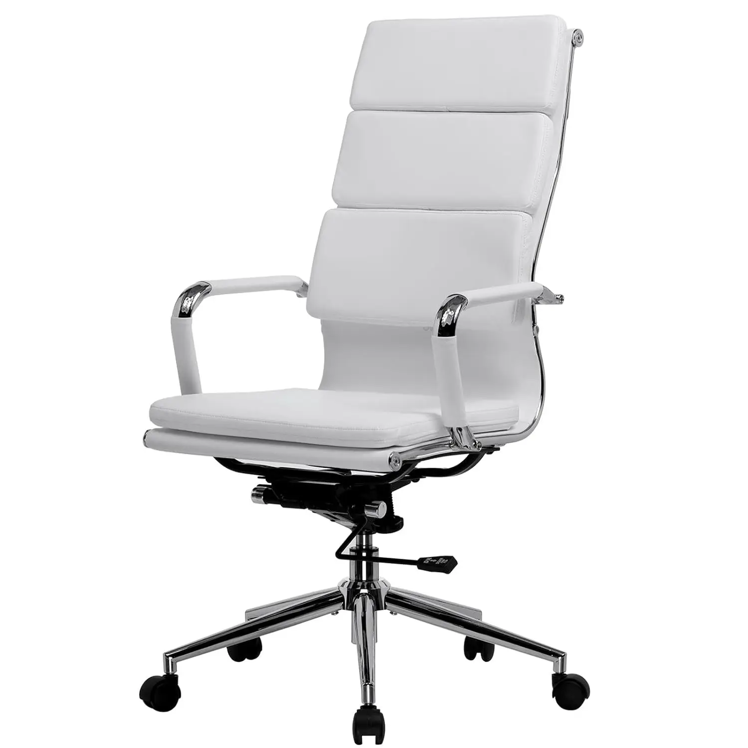 

Ribbed Office Desk Chair High Back Ergonomic Chair with Wheels Cute Modern Executive Chair Bonded Leather Lumbar, Customized