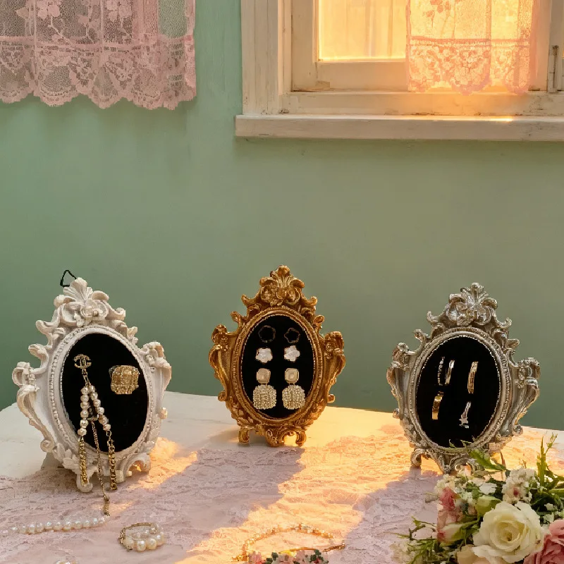 Victorian Style Jewelry Display Frames Vintage Stands Earring Ring Holders Chic Baroque Photo Frame Jewelry Racks Dress Table