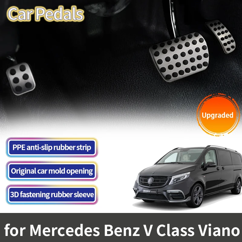 Car Pedals for Mercedes Benz V Class Viano Valente Marco Polo Metris EQV W639 W447 2003~2023 Gas Brake Non-slip Pedal Pads AT MT