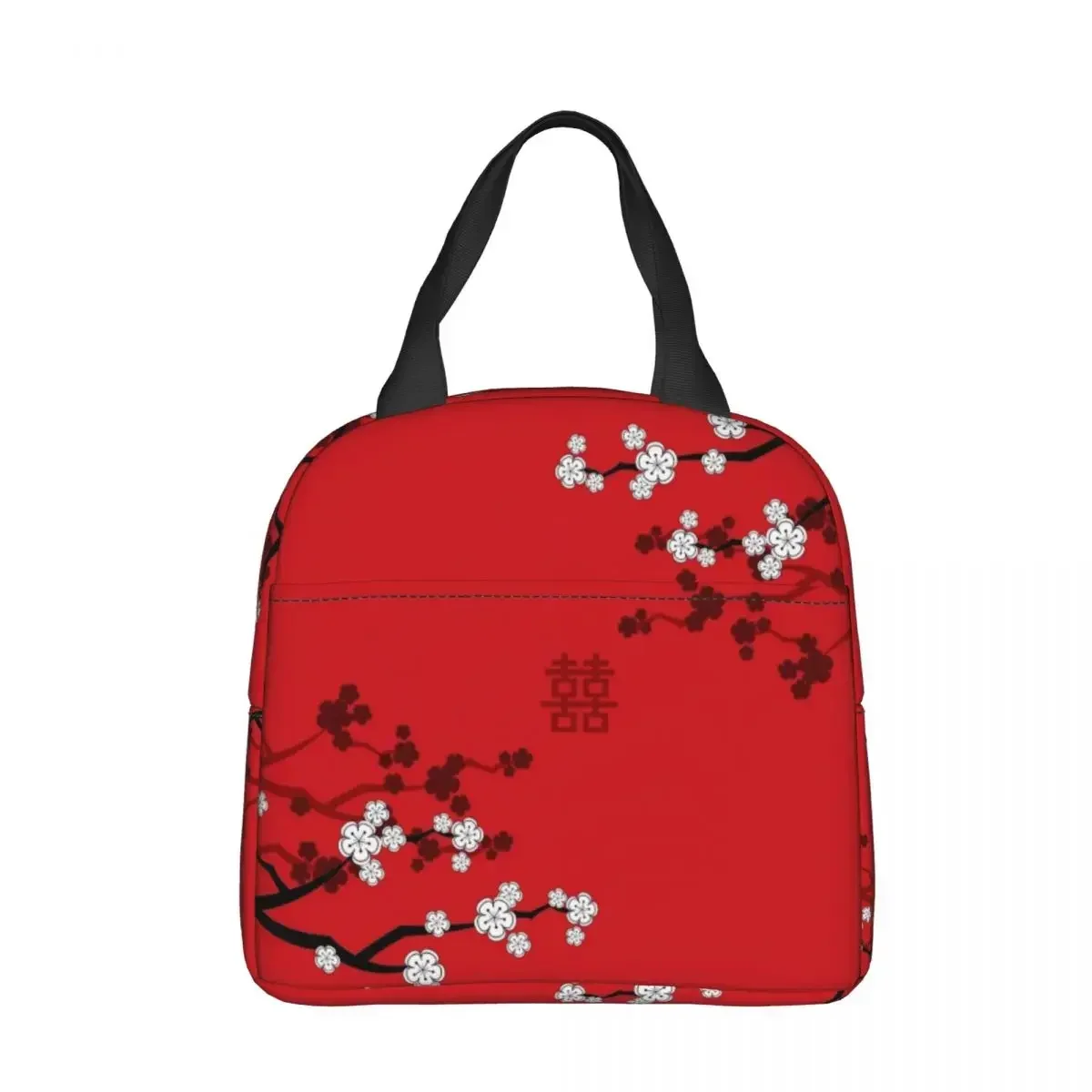 Japanese Cherry Blossom Pink Print Insulated Lunch Bags Leakproof Reusable Thermal Bag Tote Lunch Box Work Food Storage Bags