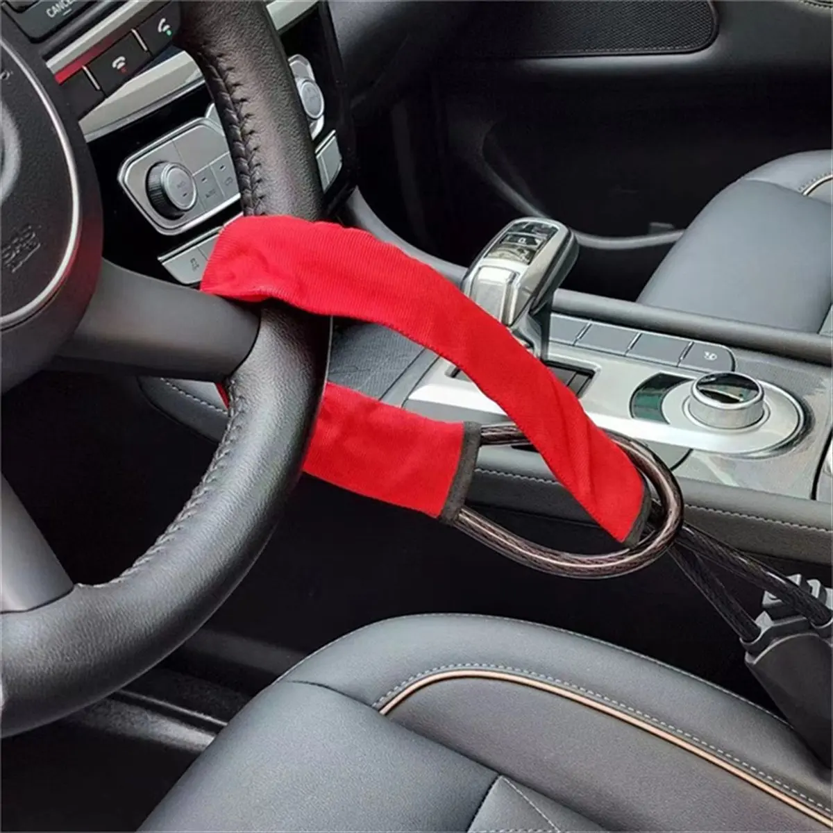 A89X Car Steering Wheel Lock Universal Seat Belt Anti-Theft Lock with 3 Keys Anti-Theft Device for Most Cars SUV Car Yellow