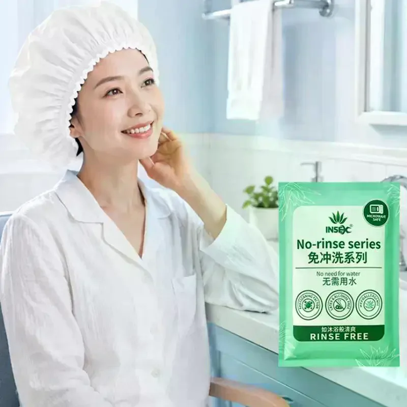 1 Bag Disposable No Rinse Shampoo Cap Quick Dry Heatable Design For Elderly Pregnant Bedridden Patients Postpartum Care