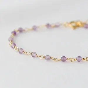 Delicate Amethyst Rosary Jewel bracelet, Amethyst Healing Bracelet Stacked bracelet, February birthday Stone