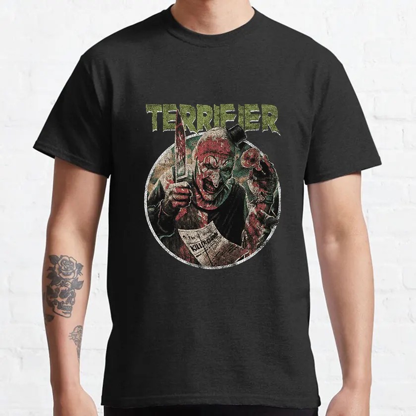 

Terrifier art the clown halloween horror film scary moive t shirt for men 100% cotton printed clothing plus size tee