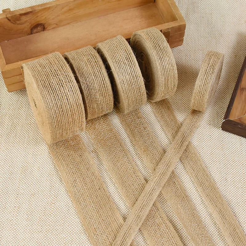 10M/Roll Jute Burlap Rolls With Lace Perfect for Vintage Rustic Wedding Decorations DIY Crafts Gifts Party Packaging Supplies