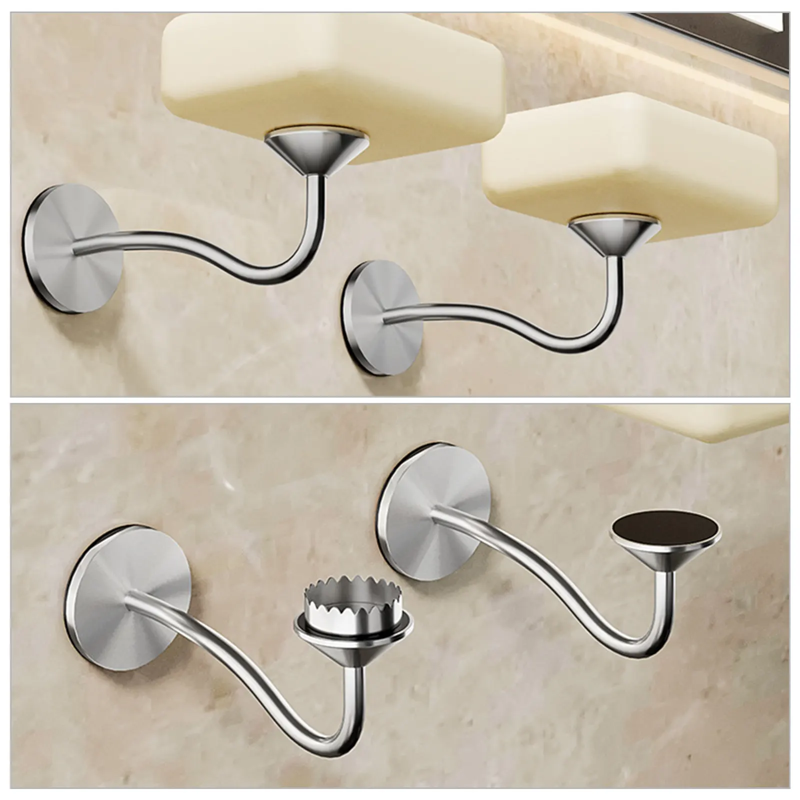 

6pcs Magnetic Soap Holder Stainless Steel Drain Rack Bathroom Accessories Shower Caps Wall Mount Non Hole Punching