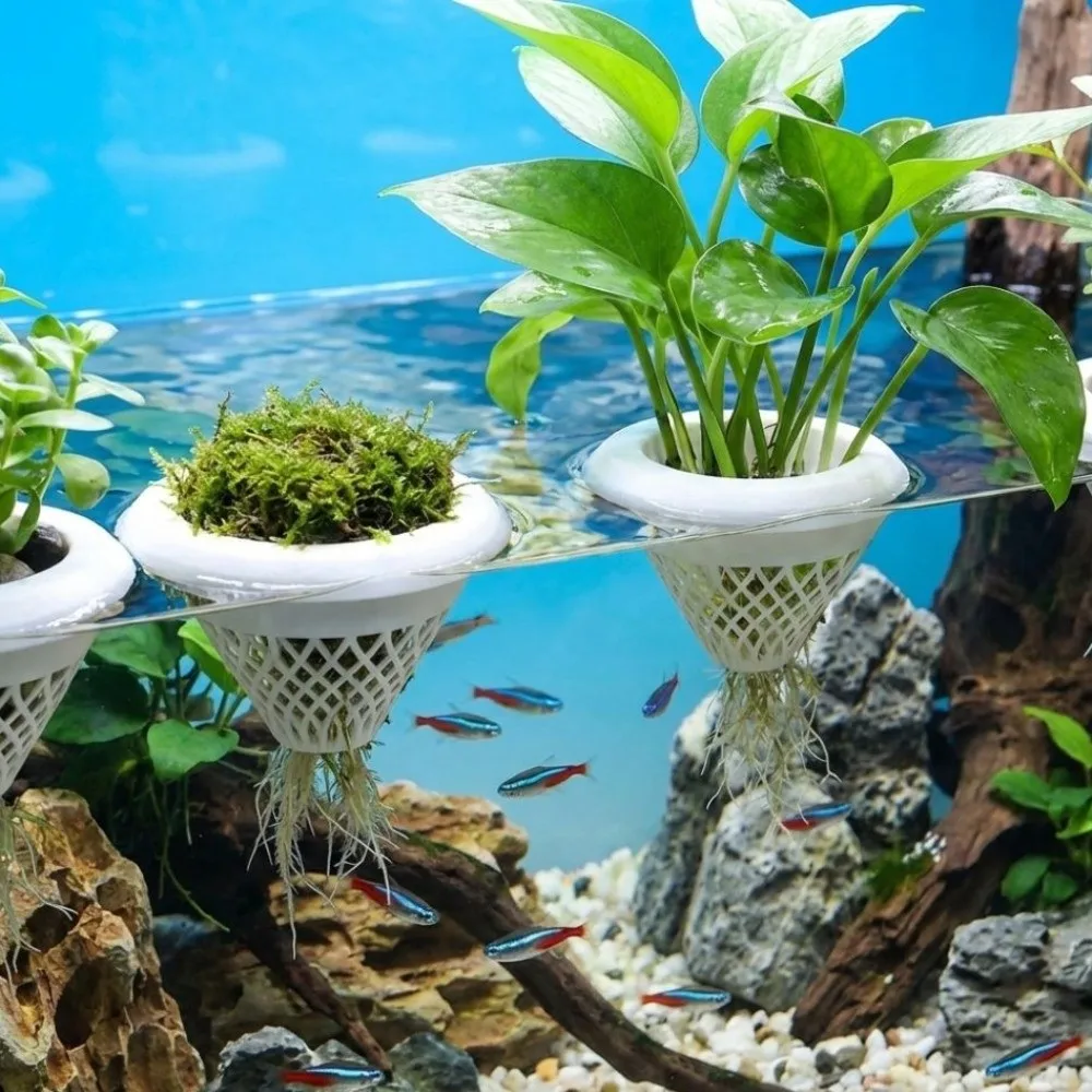 3D Printed Floating Aquarium Planting Basket Growing Pots Plastic Hydroponic Plant Basket Decorative Coexistence Floating Pot