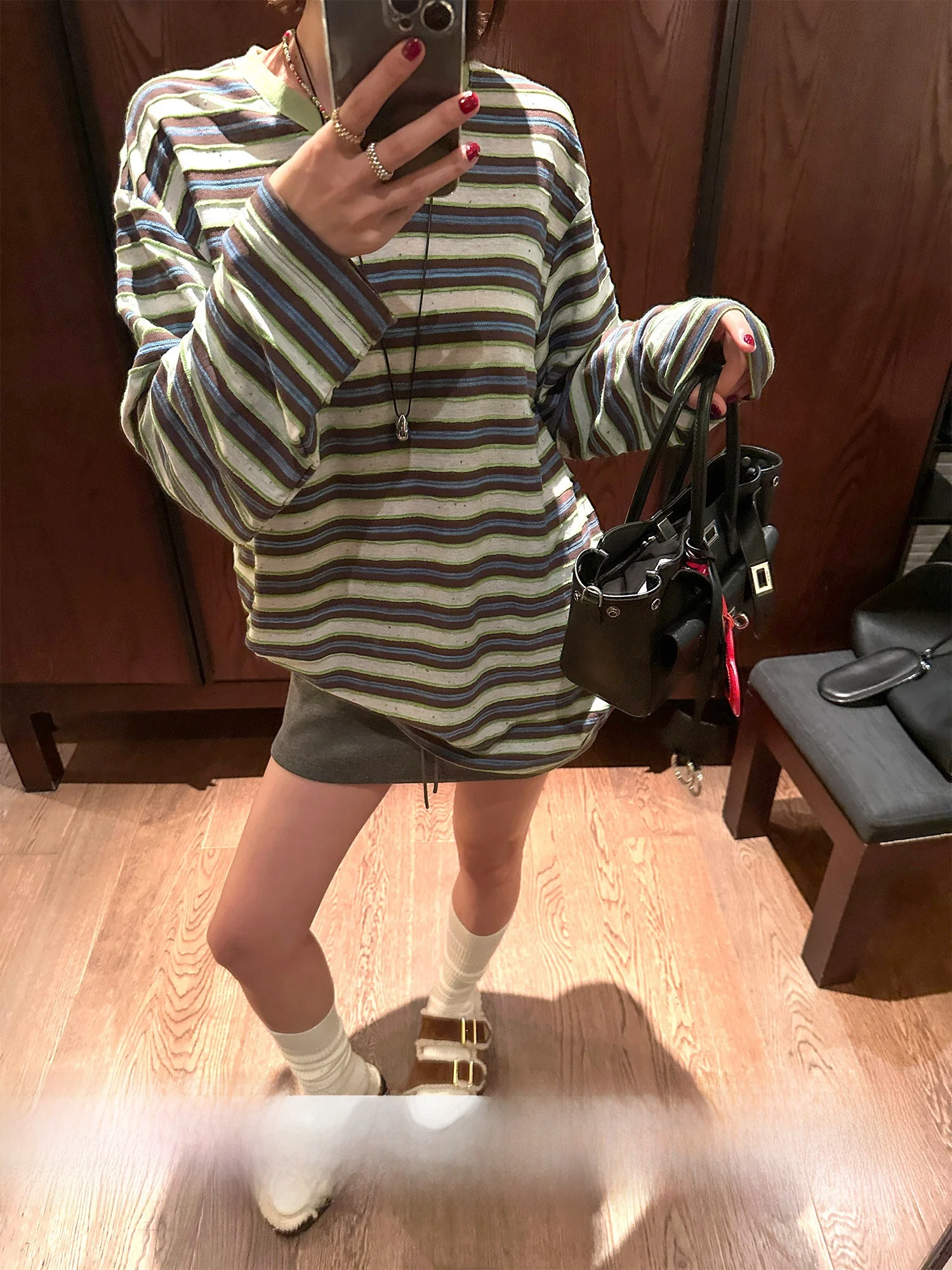 

Женская осенняя новинка: свободная хлопковая футболка с длинным рукавом в полоску, повседневная, комфортная, с круглым вырезом