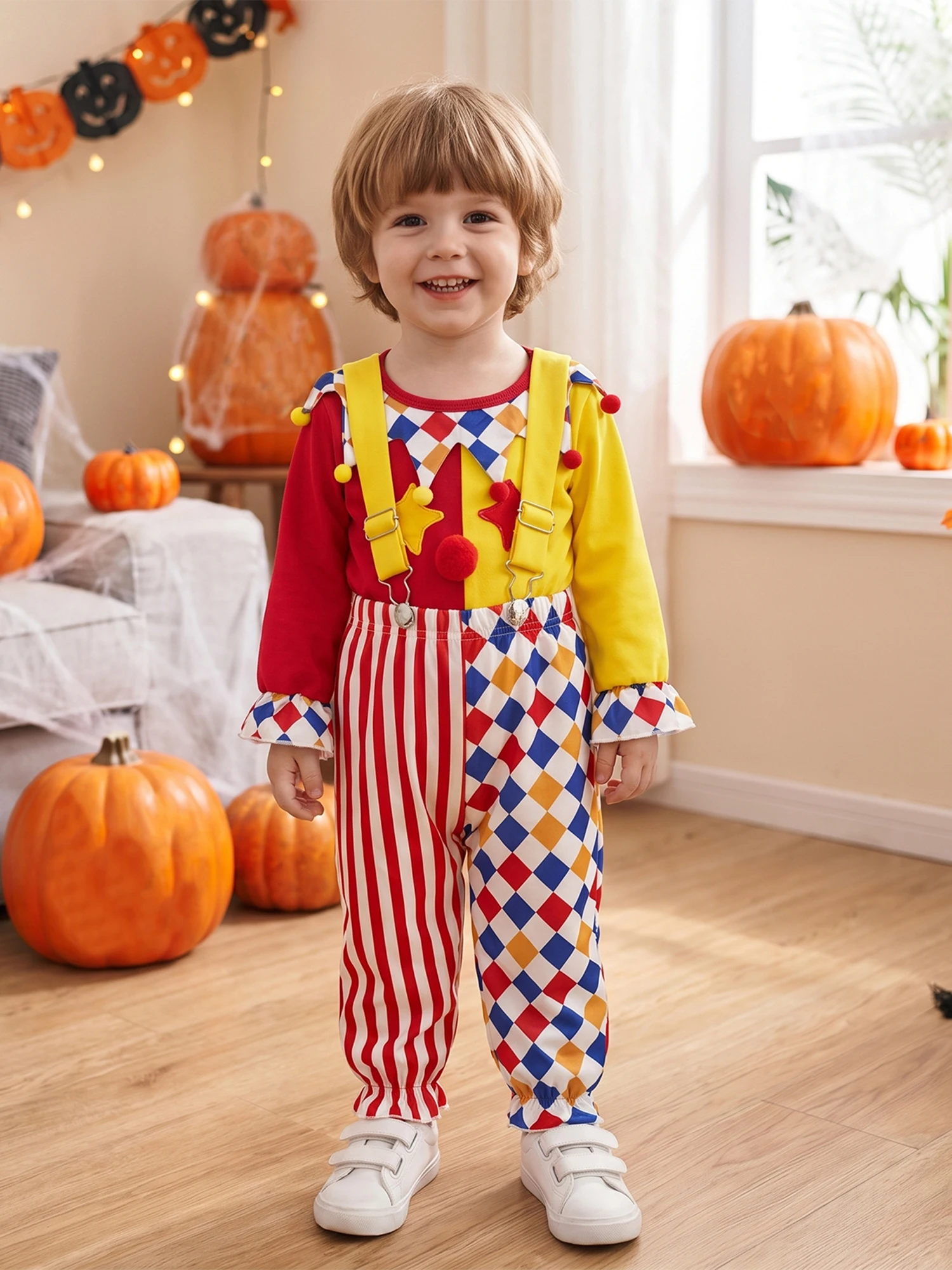Halloween Toddler Halloween Overalls Stripes-Colorful Halloween Clown Clown-Costume-Stripes Professional