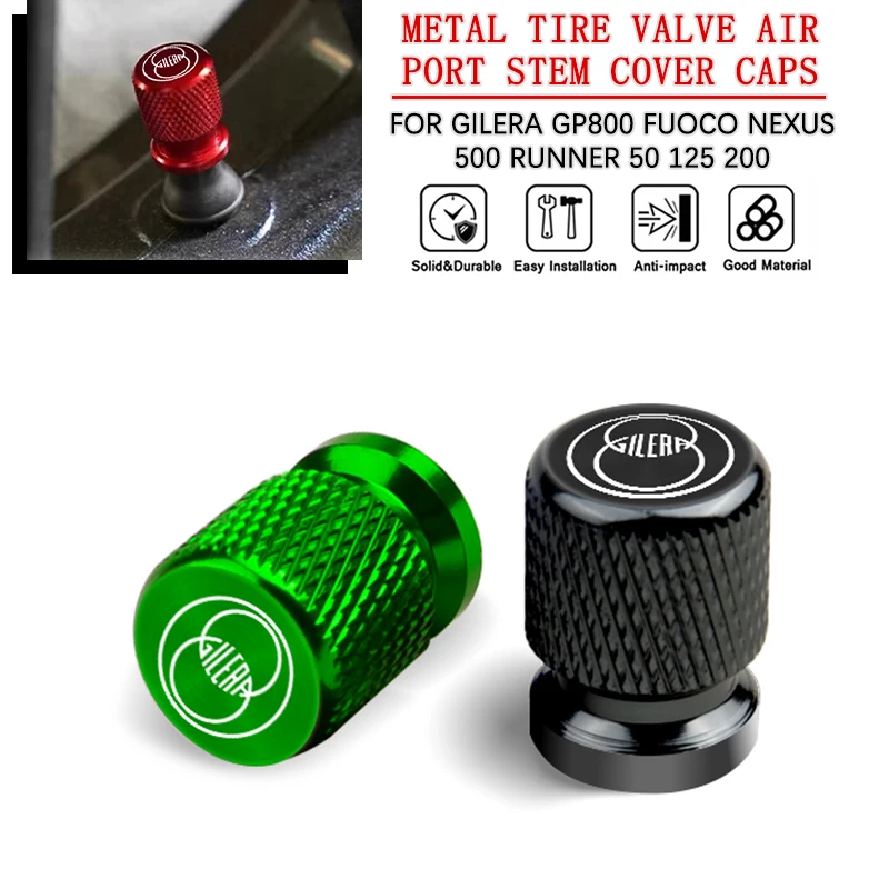 Válvula de neumático de Metal para motocicleta, tapas de cubierta de vástago, puerto de aire, 2 piezas, para Gilera GP800 Fuoco Nexus 500 Runner 50 125 200